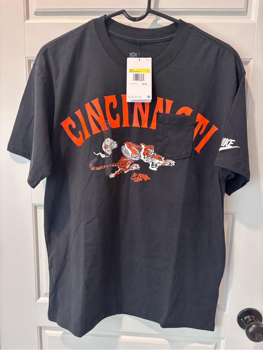 Nike Black Cincinnati Graphic Pocket Tee with Orange Print